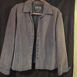 Live a Little Vintage Style Light Blue Suede/LeatherJacket